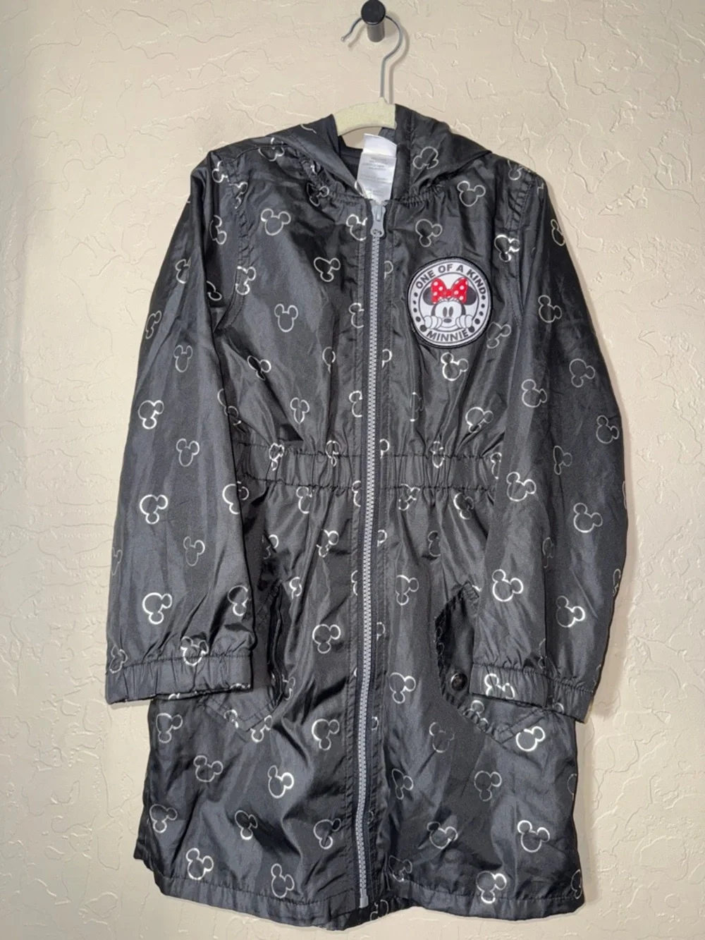 Disney Minnie Mouse hooded with ears full zip rain jacket windbreaker size 6